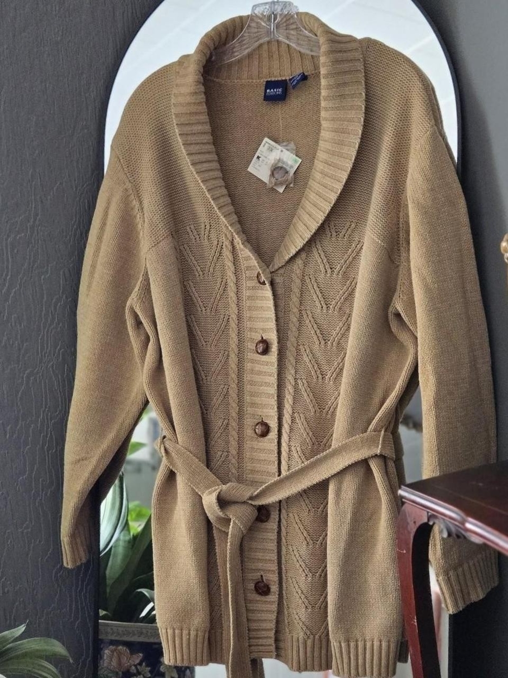 Deadstock NWT Vintage 90s Kmart Basic Editions Shawl Collar Knit Belted Cardigan